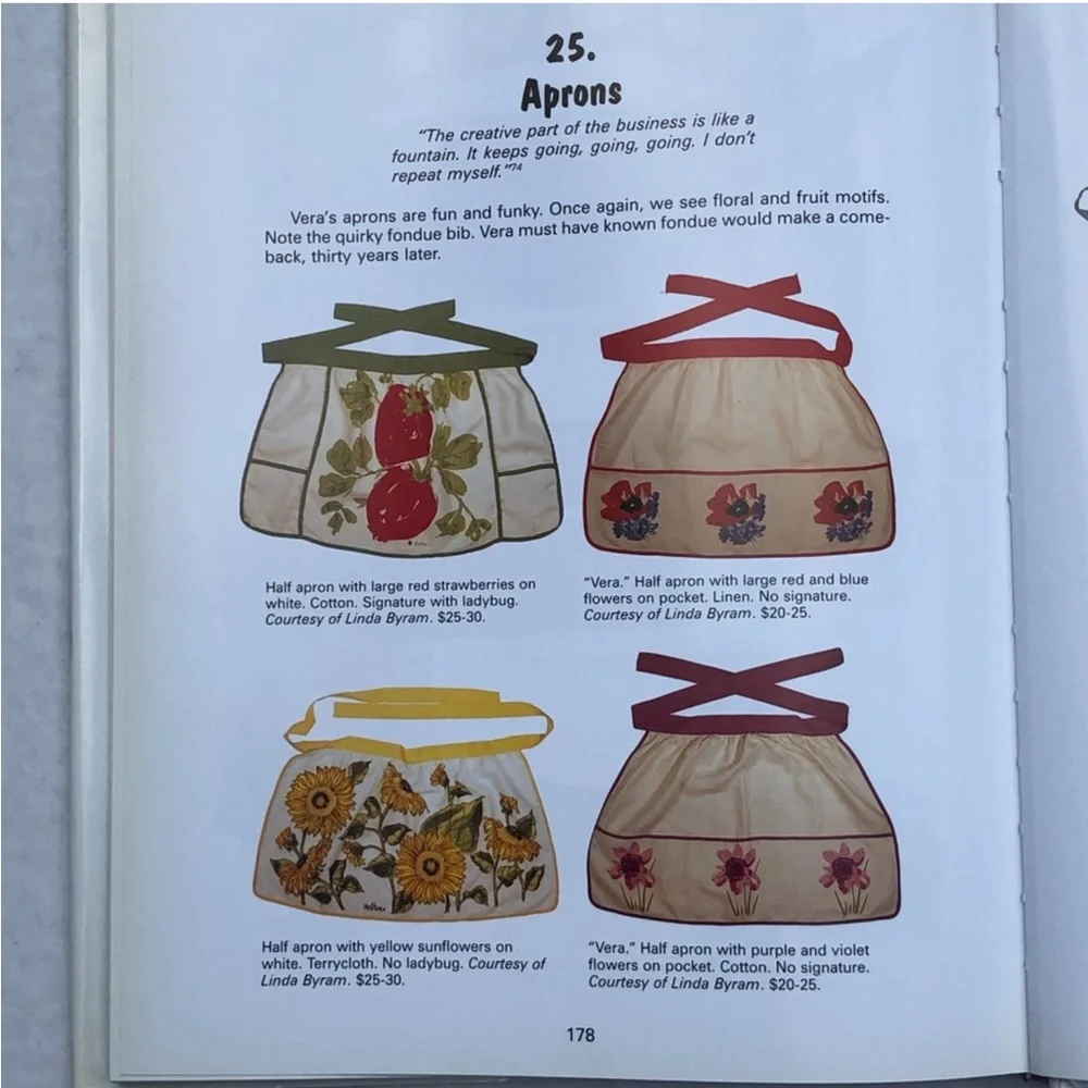 Vintage 2 Aprons Vera Neumann Retro 1960/1970 Half Apron Linen Gold Hostess‎ …